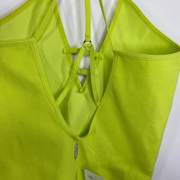 Free People Movement Womens Bodysuit Size M/L NWT Lime Geen Fitted V Neck - Picture 7 of 10